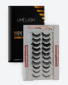Lime Lash London 10 Pairs 3D Magnetic Eyelashes + Eyeliner + Tweezer Set